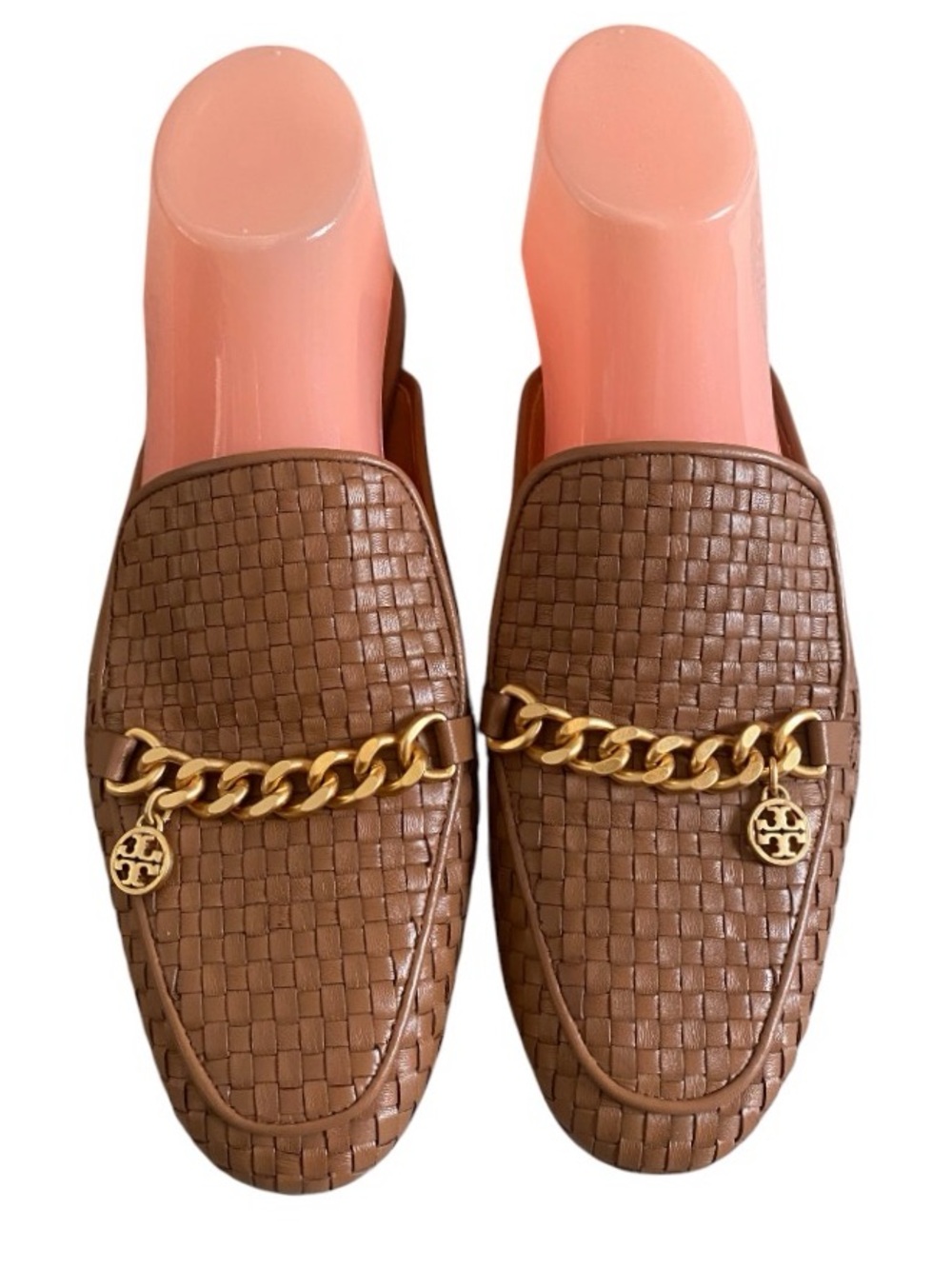 Tory Burch mini Benton woven leather mule with charm